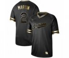 Cleveland Indians #2 Leonys Martin Authentic Black Gold Fashion Baseball Jersey