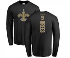 New Orleans Saints #9 Drew Brees Black Backer Long Sleeve T-Shirt