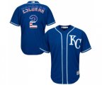Kansas City Royals #2 Alcides Escobar Replica Royal Blue USA Flag Fashion Baseball Jersey