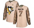 Adidas Pittsburgh Penguins #7 Paul Martin Authentic Camo Veterans Day Practice NHL Jersey