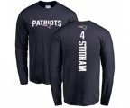 New England Patriots #4 Jarrett Stidham Navy Blue Backer Long Sleeve T-Shirt