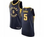 Indiana Pacers #5 Edmond Sumner Authentic Navy Blue Basketball Jersey - Icon Edition
