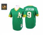 Oakland Athletics #9 Reggie Jackson Authentic Green Throwback Baseball Jersey