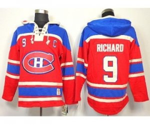 Montreal Canadiens #9 Maurice Richard Red Pullover Hooded C