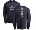 Dallas Cowboys #31 Byron Jones Navy Blue Backer Long Sleeve T-Shirt