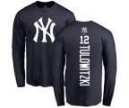 Baseball New York Yankees #12 Troy Tulowitzki Navy Blue Backer Long Sleeve T-Shirt