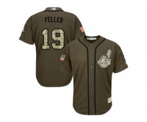 Cleveland Indians #19 Bob Feller Green Salute to Service Stitched Baseball Jersey