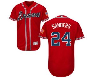 Atlanta Braves #24 Deion Sanders Red Alternate Flex Base Authentic Collection Baseball Jersey