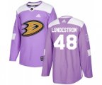 Anaheim Ducks #48 Isac Lundestrom Authentic Purple Fights Cancer Practice Hockey Jersey