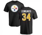 Pittsburgh Steelers #34 Terrell Edmunds Black Name & Number Logo T-Shirt