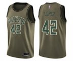 Milwaukee Bucks #42 Robin Lopez Swingman Green Salute to Service Basketball Jersey