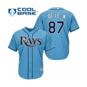 Tampa Bay Rays #87 Jose De Leon Authentic Light Blue Alternate 2 Cool Base Baseball Player Jersey