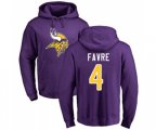Minnesota Vikings #4 Brett Favre Purple Name & Number Logo Pullover Hoodie