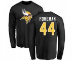 Minnesota Vikings #44 Chuck Foreman Black Name & Number Logo Long Sleeve T-Shirt