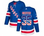Adidas New York Rangers #35 Mike Richter Authentic Royal Blue USA Flag Fashion NHL Jersey