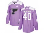Adidas St. Louis Blues #40 Carter Hutton Purple Authentic Fights Cancer Stitched NHL Jersey