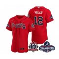 Atlanta Braves #12 Jorge Soler 2021 Red World Series Champions With 150th Anniversary Flex Base Stitched Jersey