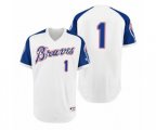 Atlanta Braves #1 Ozzie Albies White 1974 Turn Back the Clock Authentic Jersey