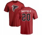 Atlanta Falcons #20 Kendall Sheffield Red Name & Number Logo T-Shirt