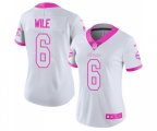 Women Minnesota Vikings #6 Matt Wile Limited White Pink Rush Fashion Football Jersey