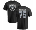 Oakland Raiders #75 Brandon Parker Black Name & Number Logo T-Shirt