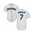 Seattle Mariners #7 Marco Gonzales Authentic White Home Cool Base Baseball Player Jersey