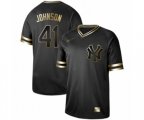 New York Yankees #41 Randy Johnson Authentic Black Gold Fashion Baseball Jersey