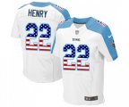 Tennessee Titans #22 Derrick Henry Elite White Road USA Flag Fashion Football Jersey