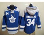 Toronto Maple Leafs #34 Auston Matthews Blue Ageless Must-Have Lace-Up Pullover Hockey Hoodie