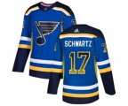 Adidas St. Louis Blues #17 Jaden Schwartz Authentic Blue Drift Fashion NHL Jersey