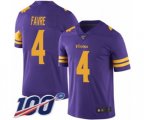 Minnesota Vikings #4 Brett Favre Limited Purple Rush Vapor Untouchable 100th Season Football Jersey