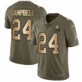 Cleveland Browns #24 Ibraheim Campbell Limited Olive Gold 2017 Salute to Service NFL Jersey