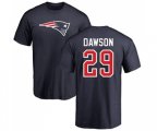 New England Patriots #29 Duke Dawson Navy Blue Name & Number Logo T-Shirt