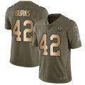 Green Bay Packers #42 Oren Burks Limited Olive Gold 2017 Salute to Service NFL Jersey