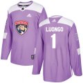 Florida Panthers #1 Roberto Luongo Authentic Purple Fights Cancer Practice NHL Jersey