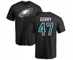 Philadelphia Eagles #47 Nate Gerry Black Name & Number Logo T-Shirt