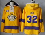 Los Angeles Kings #32 Jonathan Quick Gold Sawyer Hooded Sweatshirt Stitched NHL Jersey