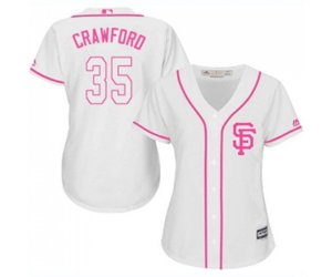 Women\'s San Francisco Giants #35 Brandon Crawford Authentic White Fashion Cool Base Baseball Jersey