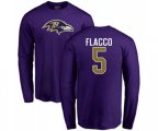 Baltimore Ravens #5 Joe Flacco Purple Name & Number Logo Long Sleeve T-Shirt