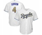 Kansas City Royals #4 Alex Gordon Replica White Home Cool Base Baseball Jersey