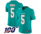 Miami Dolphins #5 Jake Rudock Aqua Green Team Color Vapor Untouchable Limited Player 100th Season Football Jersey