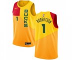Milwaukee Bucks #1 Oscar Robertson Swingman Yellow Basketball Jersey - City Edition