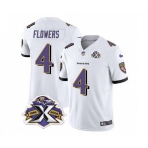 Baltimore Ravens #4 Zay Flowers White 2023 F.U.S.E Throwback Vapor Limited Stitched Jersey