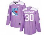 Adidas New York Rangers #30 Henrik Lundqvist Purple Authentic Fights Cancer Stitched NHL Jersey