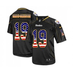 Pittsburgh Steelers #19 JuJu Smith-Schuster Elite Black USA Flag Fashion Football Jersey