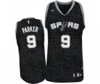 San Antonio Spurs #9 Tony Parker Swingman Black Crazy Light Basketball Jersey