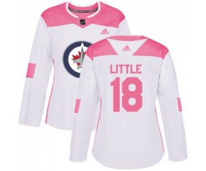Women Winnipeg Jets #18 Bryan Little Authentic White Pink Fashion NHL Jersey