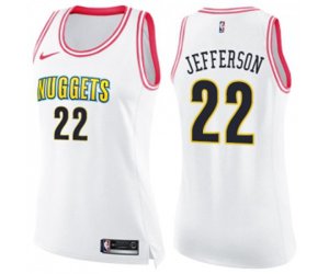 Women\'s Denver Nuggets #22 Richard Jefferson Swingman White Pink Fashion Basketball Jersey
