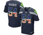Seattle Seahawks #54 Bobby Wagner Elite Navy Blue Home USA Flag Fashion Football Jersey