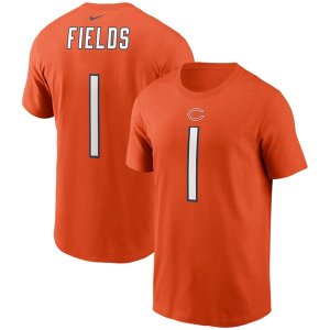 Chicago Bears Justin Fields Nike Orange 2021 NFL Draft First Round Pick Player Name & Number T-Shirt